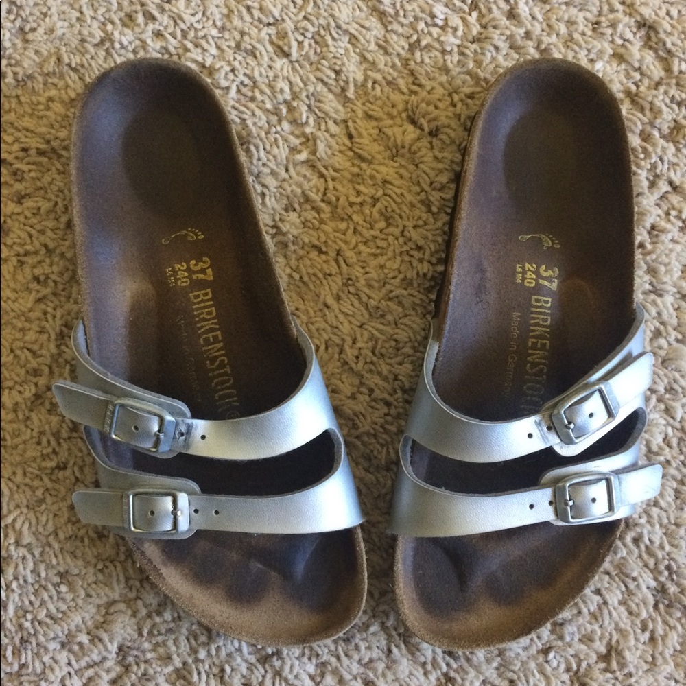 Silver Birkenstock Ibiza Sandals (size 37 narrow)